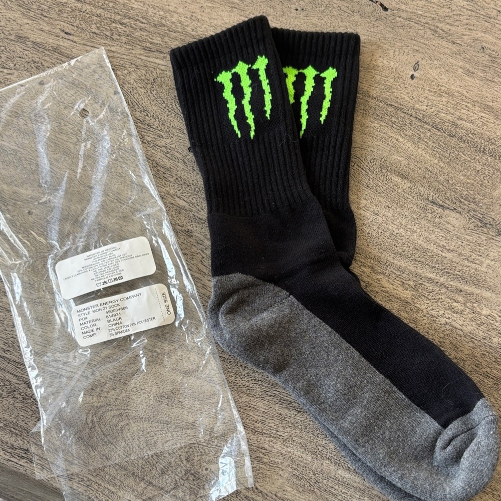 NWT Monster Energy Black Socks